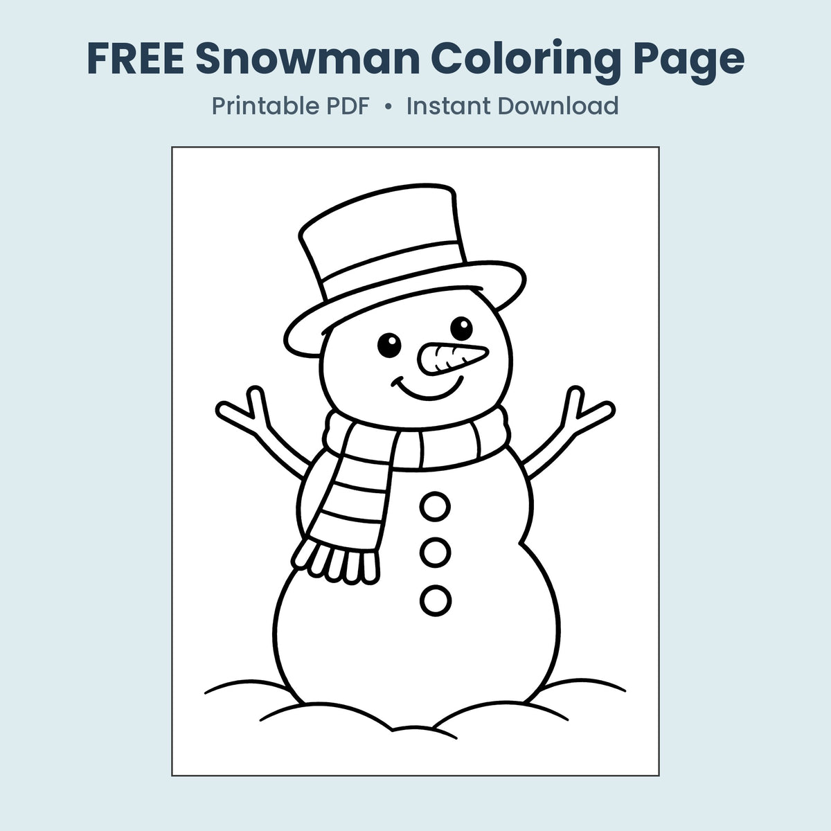 FREE Snowman Coloring Page | Printable PDF – Mini Moonbean